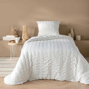 Fehér egyszemélyes krepp ágyneműhuzat 140x200 cm Plissia – douceur d'intérieur