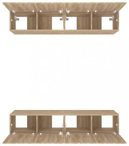 4 db sonoma-tölgy színű szerelt fa TV-szekrény 80 x 30 x 30 cm