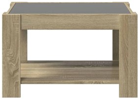 sonoma tölgy szerelt fa dohányzóasztal LED-del 73 x 53 x 45 cm
