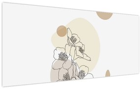 Kép - Bézs virágok pillangóval N⁰4 (120x50 cm)