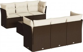 vidaXL 7 részes barna polyrattan kerti ülőgarnitúra párnákkal