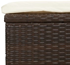 barna polyrattan napozóágy összecsukható tetővel 213x63x97 cm