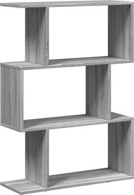 vidaXL 3 szintes szürke sonoma fa elválasztó könyvespolc 70x24x97 cm