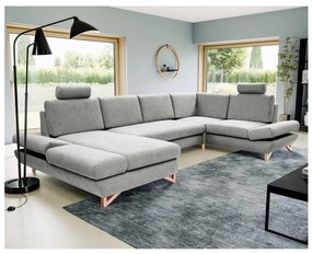 Kihúzható U-alakú kárpitozott sarokülőgarnitúra AVESTA, tárolóval, szürke