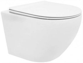 Rea Carlo Mini Rimless Flat miska WC wisząca z deską wolnoopadającą biała REA-C2760