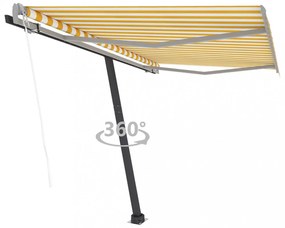 sárga-fehér automata póznás napellenző 350 x 250 cm