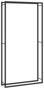 fekete acél tűzifatároló állvány 110x28x214 cm