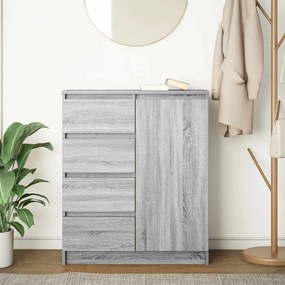 szürke sonoma szerelt fa tálalószekrény fiókos 71x35x84 cm