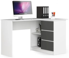 Sarok íróasztal - Akord Furniture - 124 cm - fehér / szürke