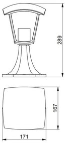 Lámpa Kerti lámpatest MARINA-P, E27, MAX. 20W, IP54, AC220-240V, 50-60Hz, oszlop 30 cm, fekete