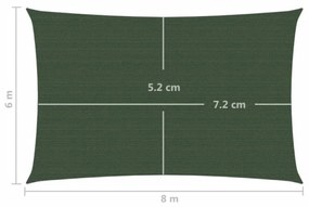 sötétzöld HDPE napvitorla 160 g/m² 6 x 8 m