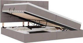 vidaXL Ágy tárolóval és matraccal Tópszínű 200 x 200 cm Poliészter