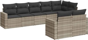 vidaXL 8 részes világosszürke polyrattan kerti ülőgarnitúra párnával