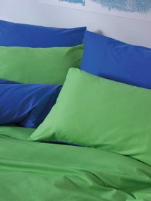 Sage Ranforce egyszemélyes ágyneműhuzat garnitúra feszített lepedővel, zöld-kék
