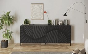 SNAKE négyajtós komód, antracitszürke laminált testtel és antracitszürke, díszített mintázatú előlapokkal