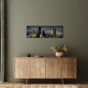 A város képe a felhőkben (órával) (90x30 cm)