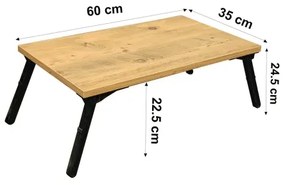 Ágyasztal GUSTO 24,5x60 cm bézs/fekete