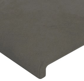 sötétszürke bársony LED-es fejtámla 183x16x118/128 cm