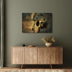 Kép - Vintage repülőgép fejhallgató (90x60 cm)