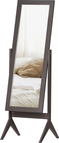 HOMCOM Álló Tükör Teljes Hosszúságú Tükör Smink Tükör Emelt Lábakkal Könnyen Tisztítható MDF Kávé 47 x 46 x 148 cm | Aosom