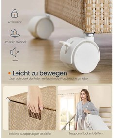 Szennyeskosár 2 rekesszel, 100 literes fedeles ruháskosár natúr bézs és matt fehér színben