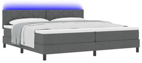 Box Spring Ágy Matraccal &amp; LED Sötétszürke 200x200 cm Szövet
