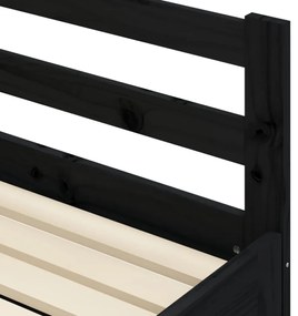 fekete tömör fenyőfa kihúzható kanapéágy 80 x 200 cm