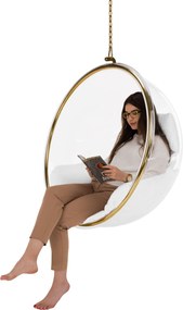 Függő fotel, átlátszó/arany/fehér, BUBBLE NEW TYP 1