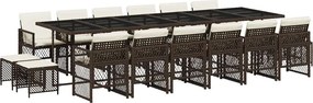 vidaXL 17 részes barna polyrattan kerti étkezőgarnitúra párnákkal