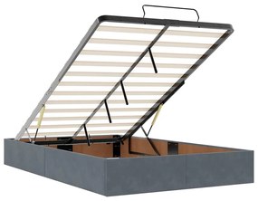 Ottomán ágykeret matracokkal sötétszürke 120x190cm bársony