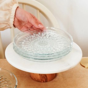 Crystal Bloom 6 db-os  üveg desszertes tányér  szett 19 cm