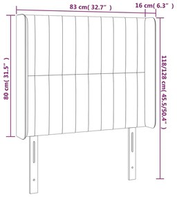 rózsaszín bársony LED-es fejtámla 83x16x118/128 cm