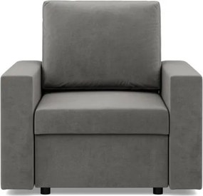 Zeus fotel, egyenes kartámasz, bársony, bonell töltet, világosszürke