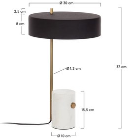 Fehér-fekete asztali lámpa fém búrával (magasság 53 cm) Phant – Kave Home