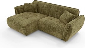 Zöld zsenília sarokkanapé (bal oldali-heverő résszel) Nelia – Ropez