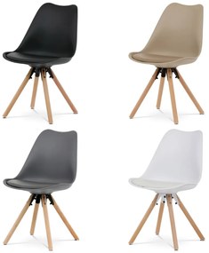 Étkezőszék, fekete műanyag héj, öko-bőr ülés, tömör natúr bükkfa lábakkal Belföldi Raktárról