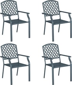 vidaXL Kerti Szék 4 pcs Antracit 56 x 65 x 89 cm Acél