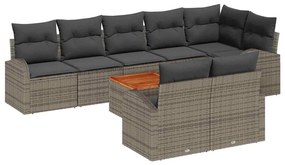 vidaXL Kerti Kanapé Szett párnával 9 pcs Szürke polirattan