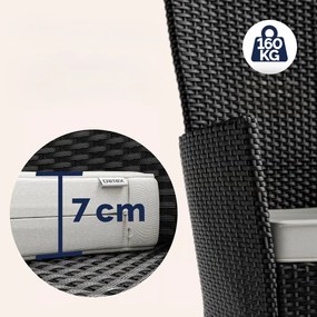 Casaria® Kerti rattan szett Berlin WPC 1+6 - fekete