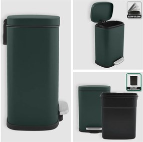 Sötétzöld acél pedálos szemetes 5 l Akira – Spirella