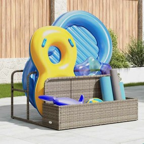 világosszürke polyrattan medence melletti úszótároló
