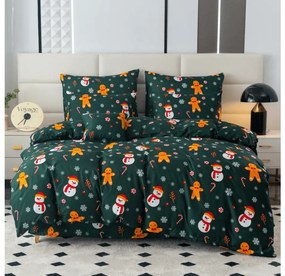 Flanel Mikroszálas ágyneműhuzat HÓEMBER ÉS MÉZESKALÁCS zöld Ágyneműhuzat mérete: 70 x 90 cm | 140 x 200 cm