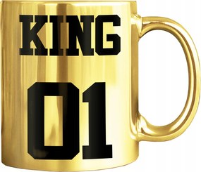 Bögre Arany King 01 Arany Bögre Nyomtatás Férfi Férj Fiú Ajándék