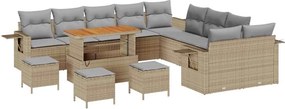 vidaXL Kerti Kanapé Szett 14 pcs Bézs polirattan