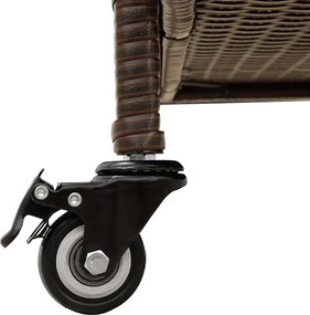 Barna Polyrattan Kerti Tárolóláda Kerekekkel 110X55X73 Cm