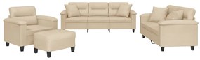 vidaXL 4 részes krémszínű mikroszálas szövet ülőgarnitúra párnával