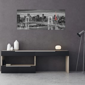 Kép - Nagyváros piros toronnyal (120x50 cm)