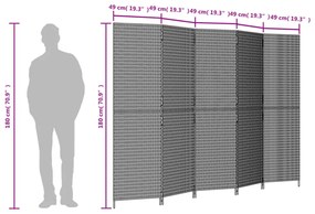 barna 5-paneles polyrattan térelválasztó