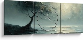 Kép - Olajfestmény egy fa az óceánnal (órával) (90x30 cm)