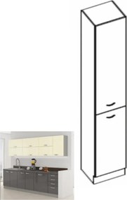 Magas kétajtós szekrény, szürke magasfényű/szürke, PRADO 40 DK-210